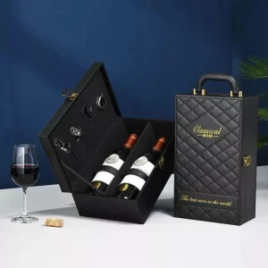 Wine Box for 2 Bottles, with Wine Accessories Included, Classical Wine
