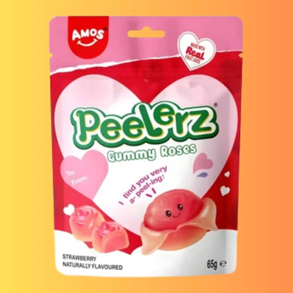 Amos Strawberry Roses Shaped Peelable Gummy 65g CHN