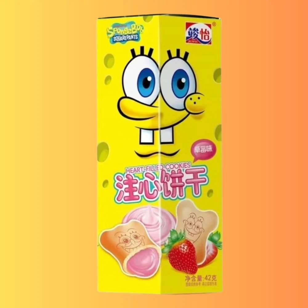 Junyi SpongeBob Strawberry Heart Filled Cookies 42g CHN